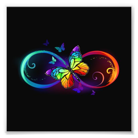 Lebhafte Unendlichkeit mit Regenbogenschmetterling Fotodruck (Vorne)