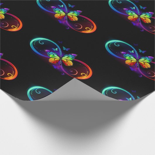 Lebhafte Unendlichkeit mit Regenbogenschmetterling Geschenkpapier (Ecke)