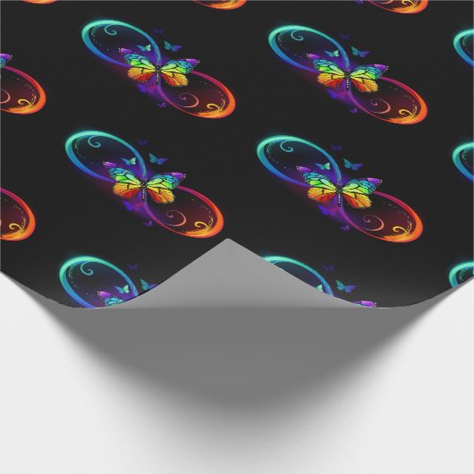 Lebhafte Unendlichkeit mit Regenbogenschmetterling Geschenkpapier (Ecke)