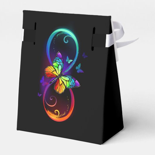 Lebhafte Unendlichkeit mit Regenbogenschmetterling Geschenkschachtel (Rückseite)