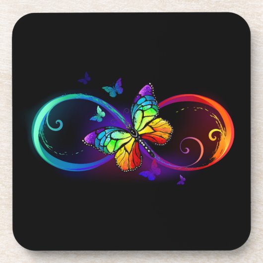 Lebhafte Unendlichkeit mit Regenbogenschmetterling Getränkeuntersetzer (Vorderseite)