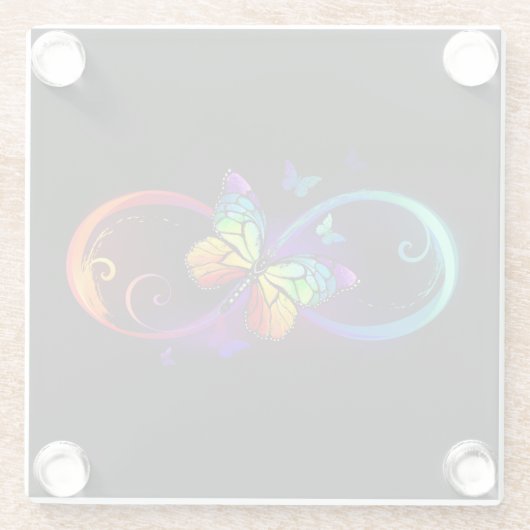 Lebhafte Unendlichkeit mit Regenbogenschmetterling Glasuntersetzer (Rückseite)