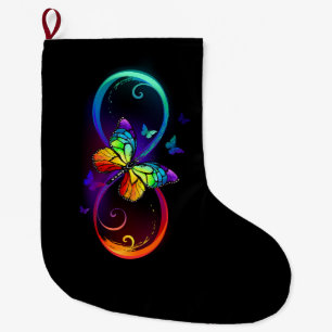 Lebhafte Unendlichkeit mit Regenbogenschmetterling Großer Weihnachtsstrumpf