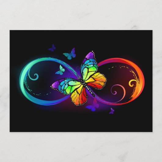 Lebhafte Unendlichkeit mit Regenbogenschmetterling Hinweiskarte (Vorderseite)