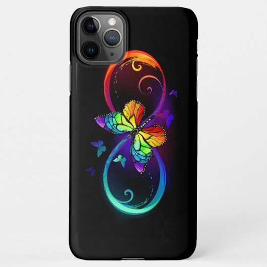 Lebhafte Unendlichkeit mit Regenbogenschmetterling iPhone Hülle (Rückseite)