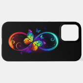 Lebhafte Unendlichkeit mit Regenbogenschmetterling iPhone Hülle (Hinten horizontal)