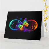 Lebhafte Unendlichkeit mit Regenbogenschmetterling Karte (Gelbe Blume)
