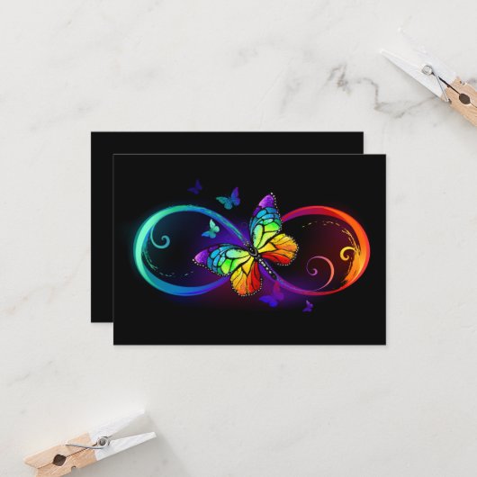 Lebhafte Unendlichkeit mit Regenbogenschmetterling Karte (Vorderseite/Rückseite Beispiel)