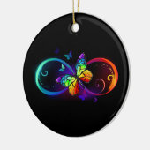 Lebhafte Unendlichkeit mit Regenbogenschmetterling Keramik Ornament (Links)