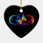 Lebhafte Unendlichkeit mit Regenbogenschmetterling Keramik Ornament (Hinten)