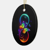 Lebhafte Unendlichkeit mit Regenbogenschmetterling Keramik Ornament (Links)