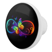 Lebhafte Unendlichkeit mit Regenbogenschmetterling Keramikknauf (Rechts)