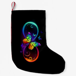 Lebhafte Unendlichkeit mit Regenbogenschmetterling Kleiner Weihnachtsstrumpf