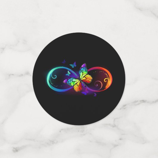 Lebhafte Unendlichkeit mit Regenbogenschmetterling Konfetti (Klein Vorderseite)