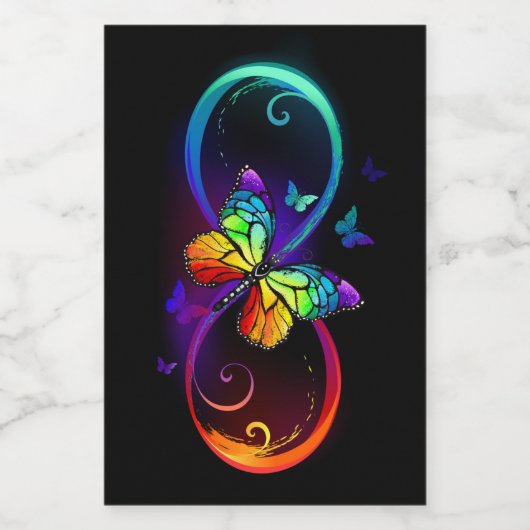 Lebhafte Unendlichkeit mit Regenbogenschmetterling Lebensmitteletikett (Einzelnes Label)