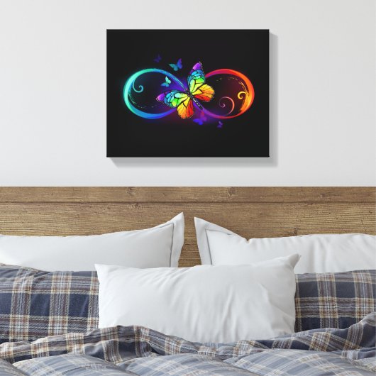 Lebhafte Unendlichkeit mit Regenbogenschmetterling Leinwanddruck (Insitu (Schlafzimmer))