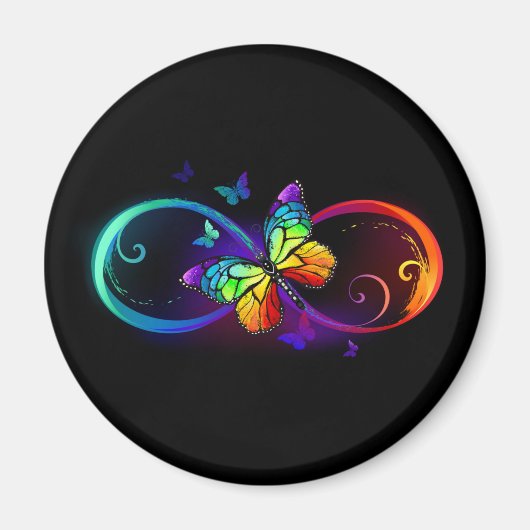 Lebhafte Unendlichkeit mit Regenbogenschmetterling Magnet (Vorne)
