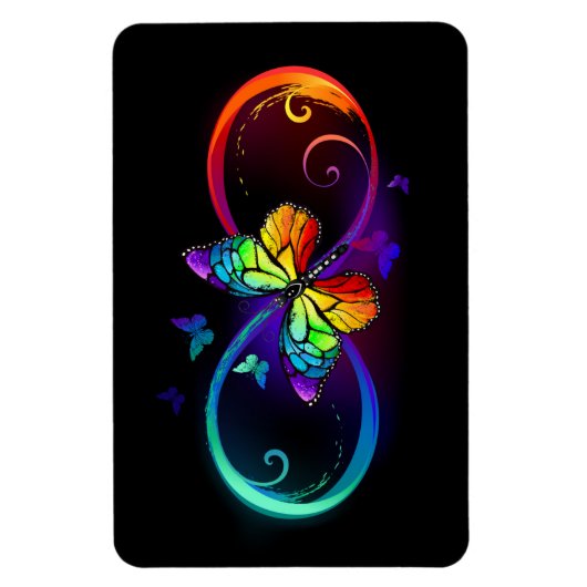 Lebhafte Unendlichkeit mit Regenbogenschmetterling Magnet (Vertikal)