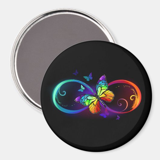 Lebhafte Unendlichkeit mit Regenbogenschmetterling Magnet (Vorderseite/Rückseite)