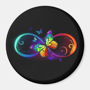Lebhafte Unendlichkeit mit Regenbogenschmetterling Magnet