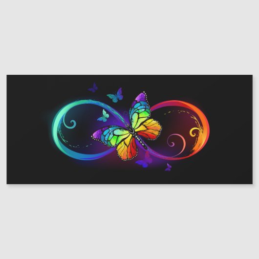 Lebhafte Unendlichkeit mit Regenbogenschmetterling Magneteinladung (Vorderseite)
