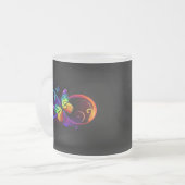 Lebhafte Unendlichkeit mit Regenbogenschmetterling Mattglastasse (Vorderseite Links)