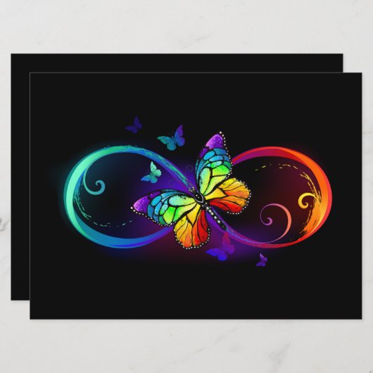 Lebhafte Unendlichkeit mit Regenbogenschmetterling Menükarte (Vorne/Hinten)