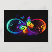 Lebhafte Unendlichkeit mit Regenbogenschmetterling Menükarte (Vorderseite)