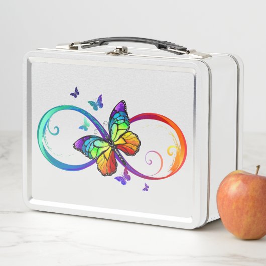 Lebhafte Unendlichkeit mit Regenbogenschmetterling Metall Brotdose (Beispiel)