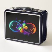 Lebhafte Unendlichkeit mit Regenbogenschmetterling Metall Brotdose (Vorderseite)