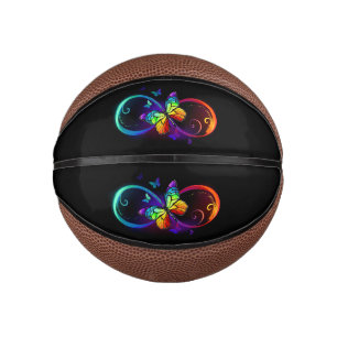 Lebhafte Unendlichkeit mit Regenbogenschmetterling Mini Basketball