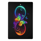 Lebhafte Unendlichkeit mit Regenbogenschmetterling Mini Klemmbrett (Rückseite)
