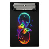 Lebhafte Unendlichkeit mit Regenbogenschmetterling Mini Klemmbrett (Vorderseite)