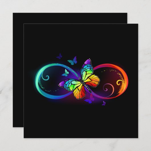 Lebhafte Unendlichkeit mit Regenbogenschmetterling Mitteilungskarte (Vorne/Hinten)