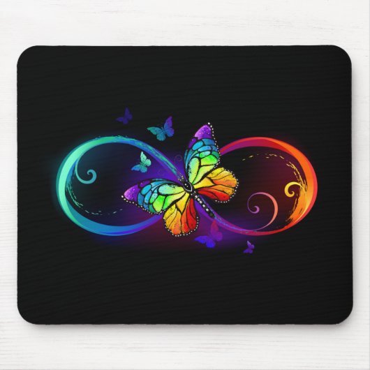Lebhafte Unendlichkeit mit Regenbogenschmetterling Mousepad (Vorne)