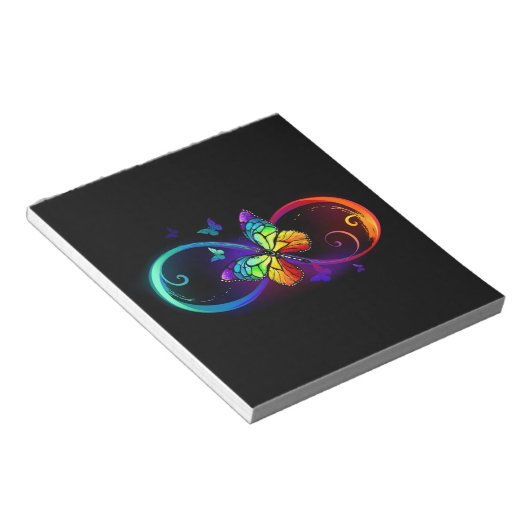 Lebhafte Unendlichkeit mit Regenbogenschmetterling Notizblock (angewinkelt)