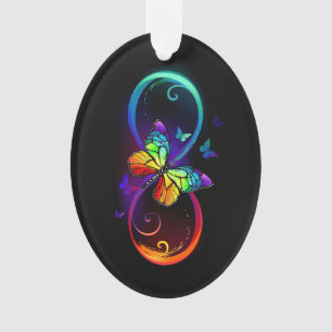 Lebhafte Unendlichkeit mit Regenbogenschmetterling Ornament