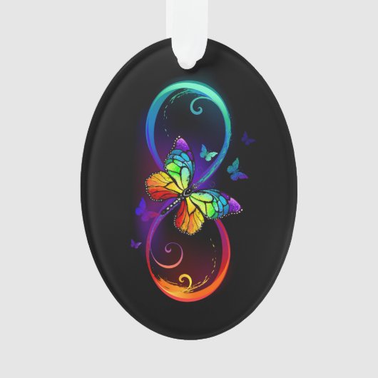 Lebhafte Unendlichkeit mit Regenbogenschmetterling Ornament (Vorderseite)