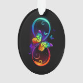 Lebhafte Unendlichkeit mit Regenbogenschmetterling Ornament (Rückseite)