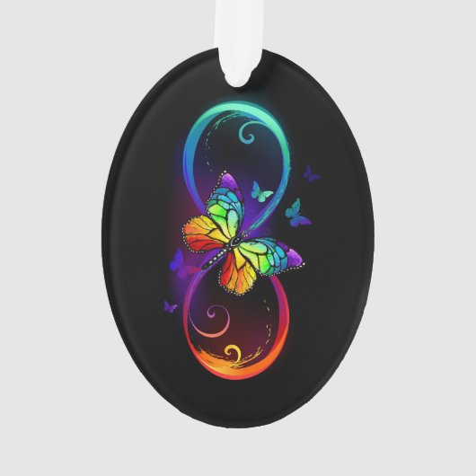 Lebhafte Unendlichkeit mit Regenbogenschmetterling Ornament (Rückseite)