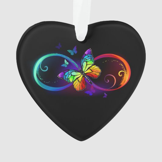 Lebhafte Unendlichkeit mit Regenbogenschmetterling Ornament (Rückseite)