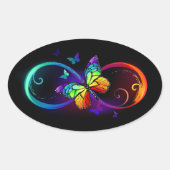 Lebhafte Unendlichkeit mit Regenbogenschmetterling Ovaler Aufkleber (Vorderseite)