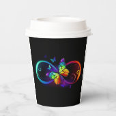 Lebhafte Unendlichkeit mit Regenbogenschmetterling Pappbecher (Rückseite)