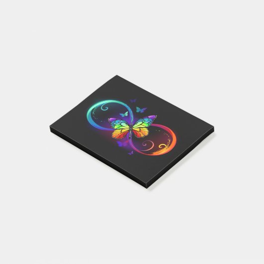 Lebhafte Unendlichkeit mit Regenbogenschmetterling Post-it Klebezettel (angewinkelt)