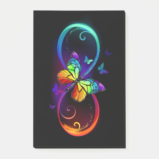Lebhafte Unendlichkeit mit Regenbogenschmetterling Post-it Klebezettel (Vorderseite)