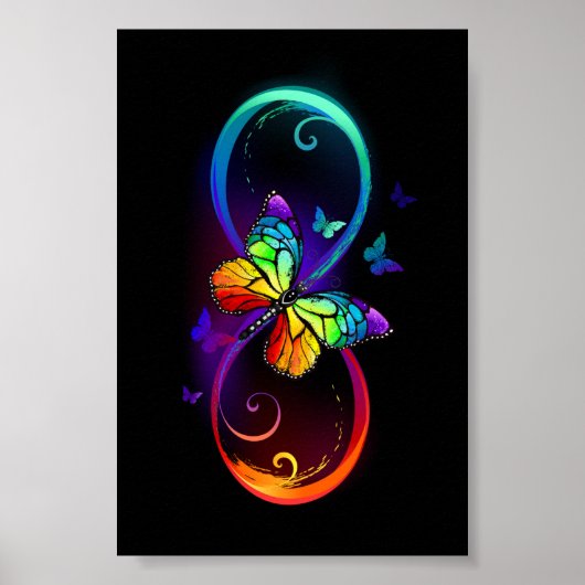 Lebhafte Unendlichkeit mit Regenbogenschmetterling Poster (Vorne)