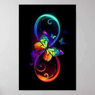 Lebhafte Unendlichkeit mit Regenbogenschmetterling Poster