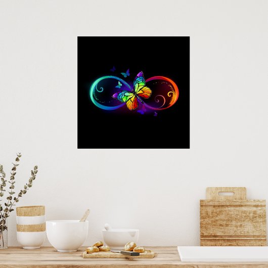 Lebhafte Unendlichkeit mit Regenbogenschmetterling Poster (Küche)