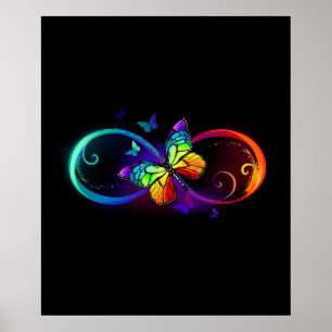 Lebhafte Unendlichkeit mit Regenbogenschmetterling Poster