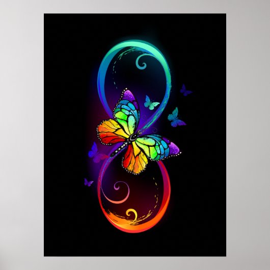 Lebhafte Unendlichkeit mit Regenbogenschmetterling Poster (Vorne)